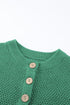 Henley Button Placket Side Slit Drop Shoulder Pullover Knit Sweater